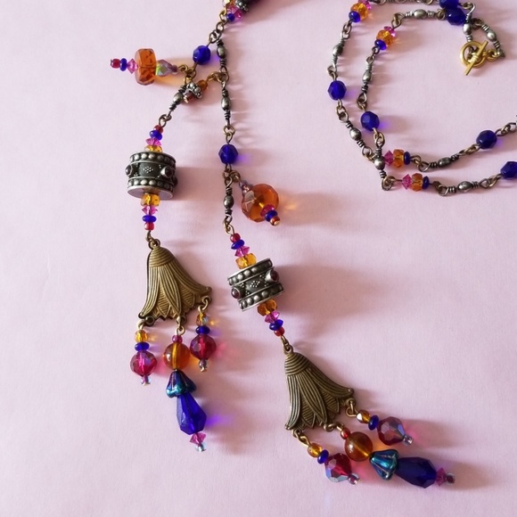 Vintage sterling long beaded lariat necklace! - Picture 2 of 8